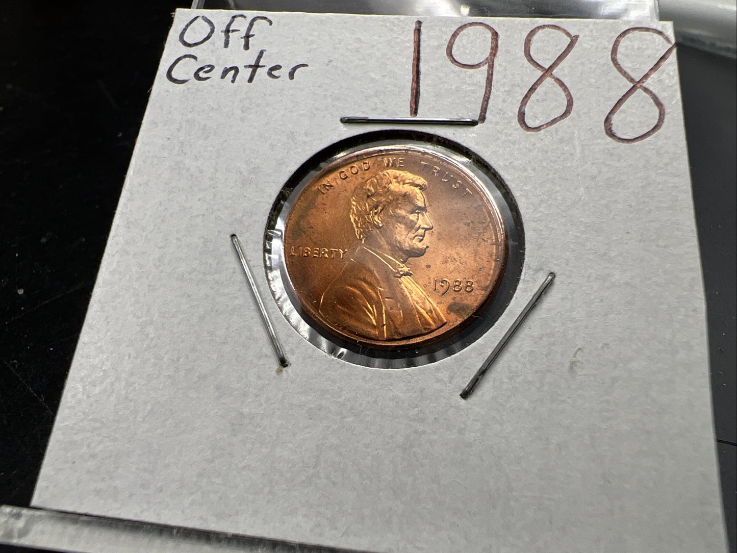 1988 1c Lincoln Memorial Cent Penny Broadstrike Off Center Choice UNC SKU#A