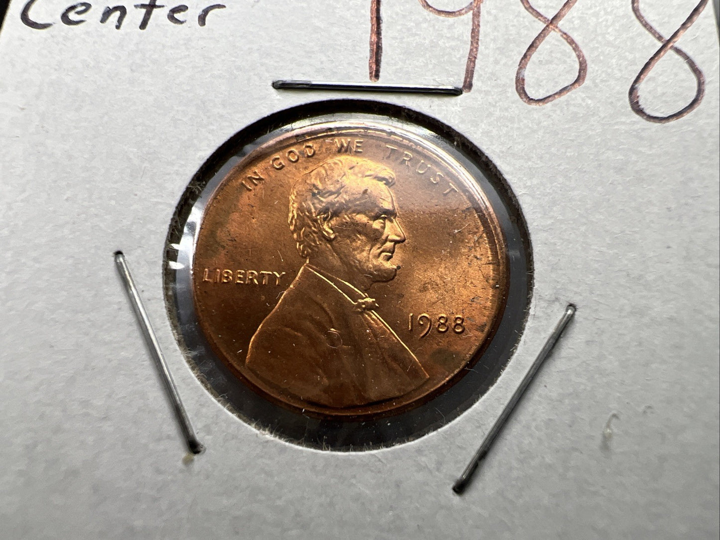 1988 1c Lincoln Memorial Cent Penny Broadstrike Off Center Choice UNC SKU#A