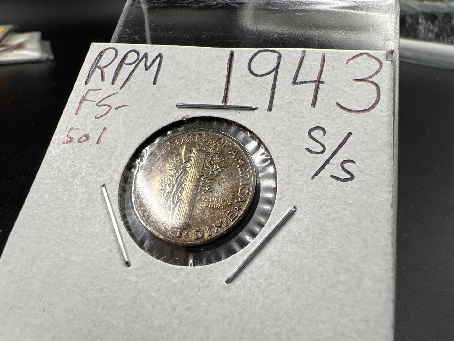 1943 S S/S Mercury Silver Dime Coin RPM FS-501 Variety XF EF Extra Fine Circ