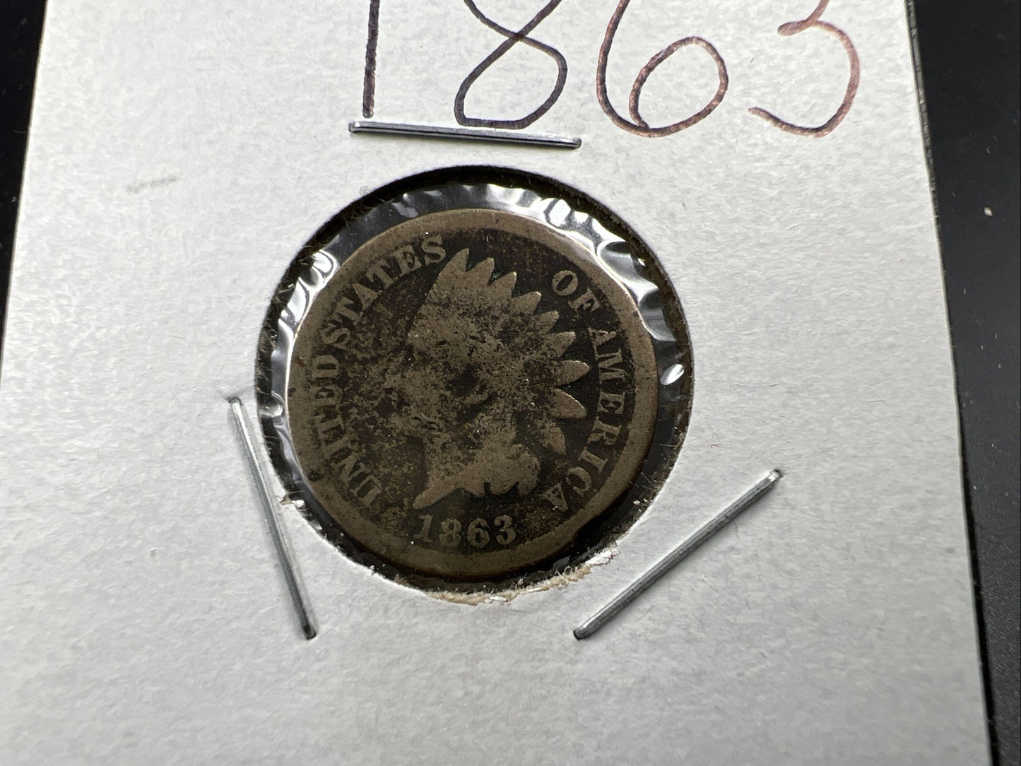 1863 1c Indian Cent Penny Copper Nickel Very Circulated SKU#B