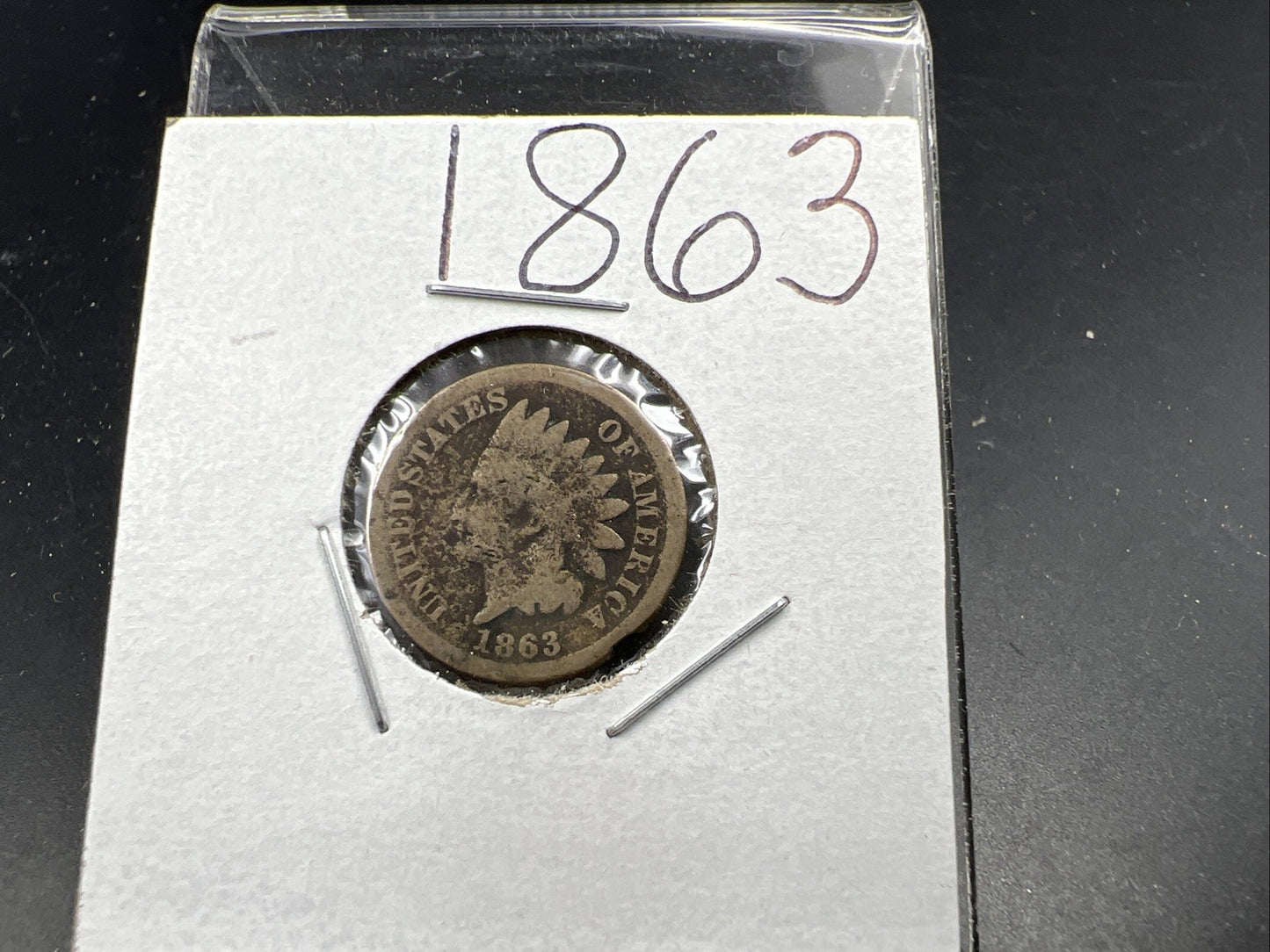 1863 1c Indian Cent Penny Copper Nickel Very Circulated SKU#B