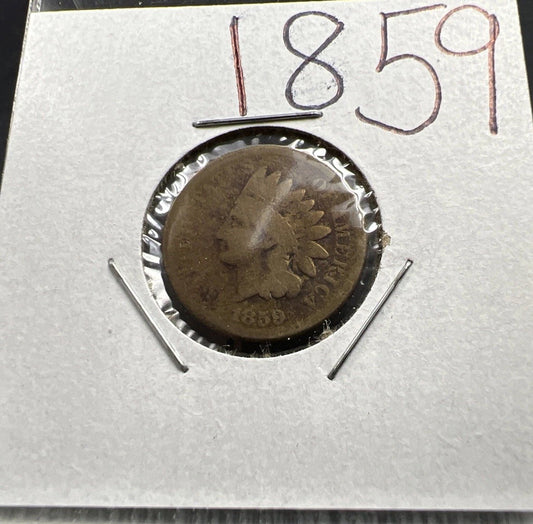 1859 1c Indian Head Cent Penny AG About Good Very Circulated SKU#B