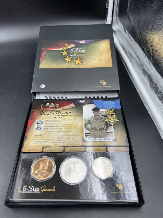 2013 5 Star Generals 2 Coin & Bronze Medal Set US Mint OGP