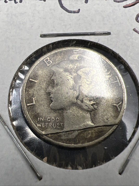 193X S Mercury Silver Dime Coin Major PLANCHET Lamination Error Coin Circulated