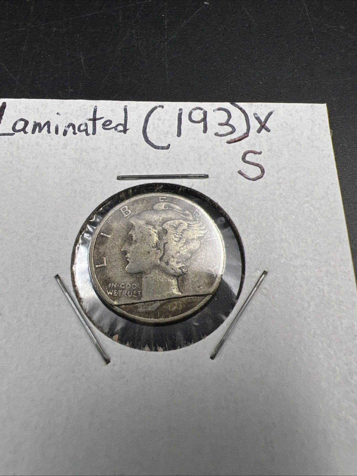 193X S Mercury Silver Dime Coin Major PLANCHET Lamination Error Coin Circulated