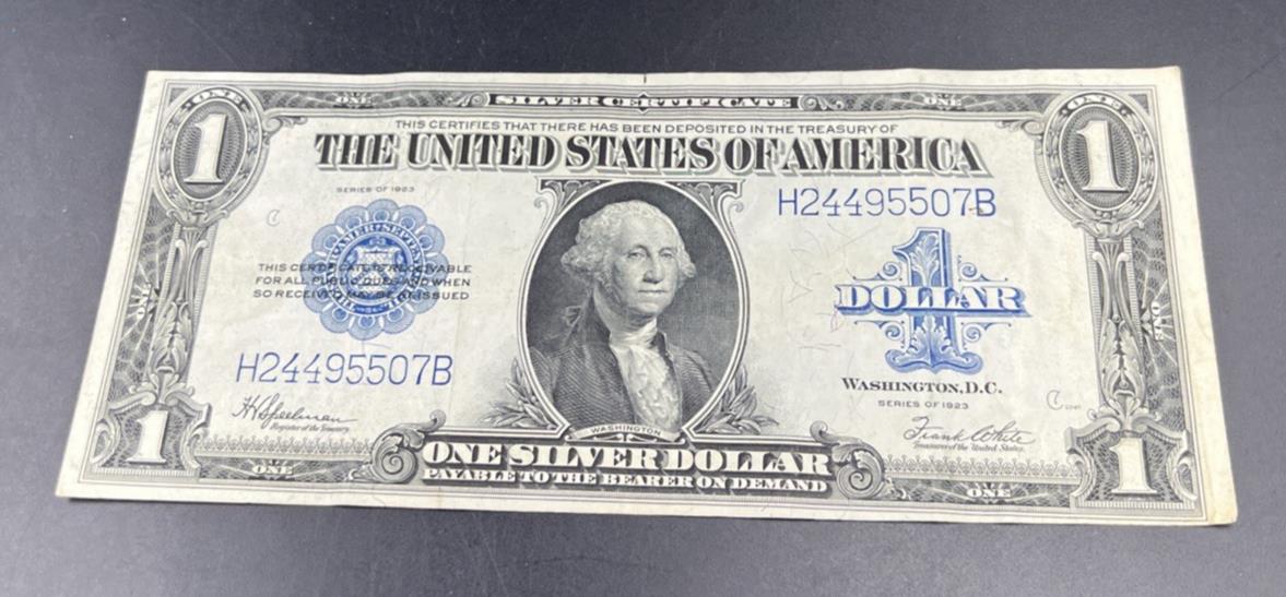 1923 $1 One Dollar Silver Certificate Horse Blanket Blue Seal VF Very Fine #507