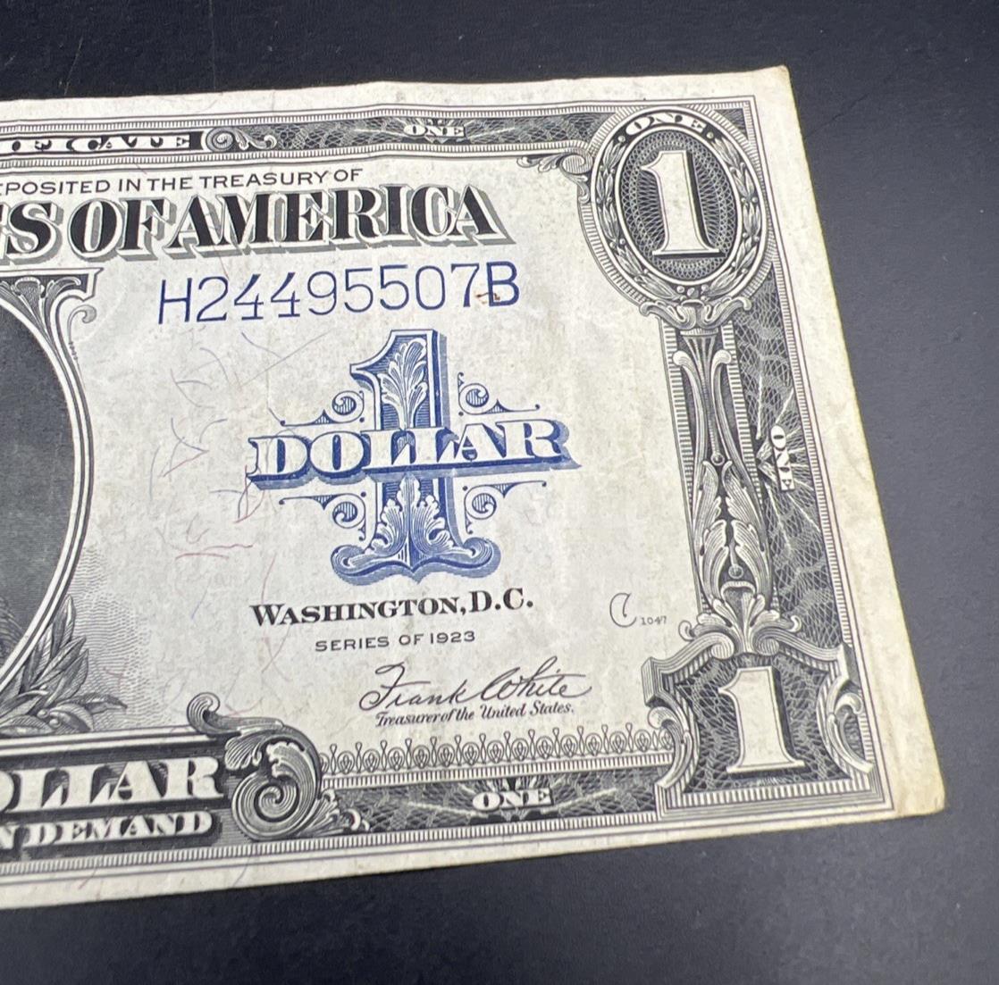 1923 $1 One Dollar Silver Certificate Horse Blanket Blue Seal VF Very Fine #507