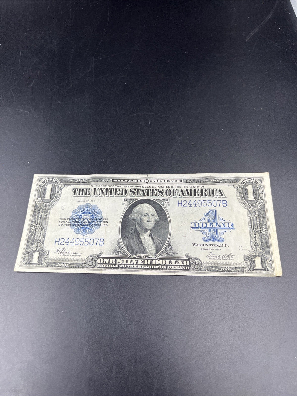 1923 $1 One Dollar Silver Certificate Horse Blanket Blue Seal VF Very Fine #507