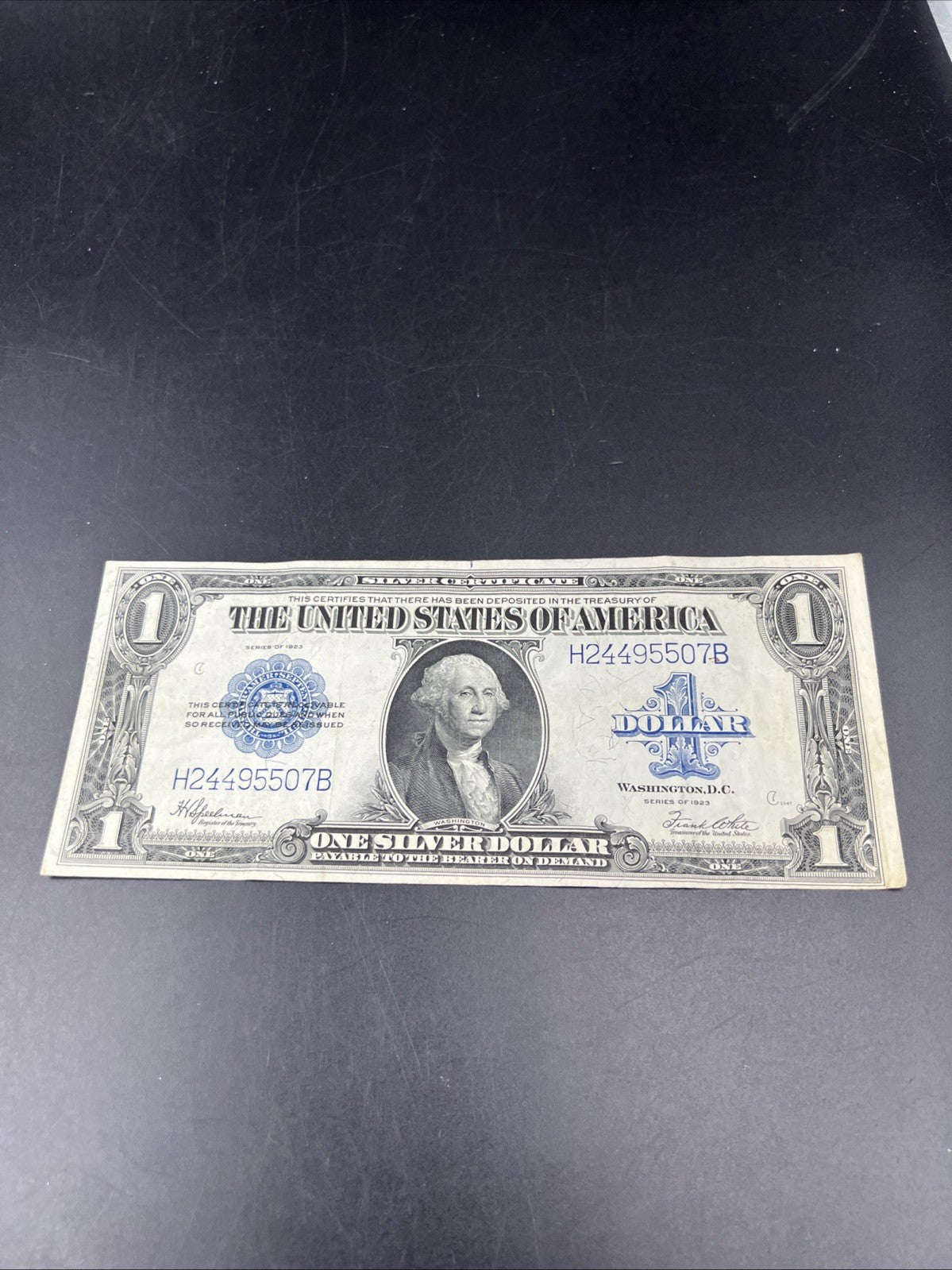 1923 $1 One Dollar Silver Certificate Horse Blanket Blue Seal VF Very Fine #507
