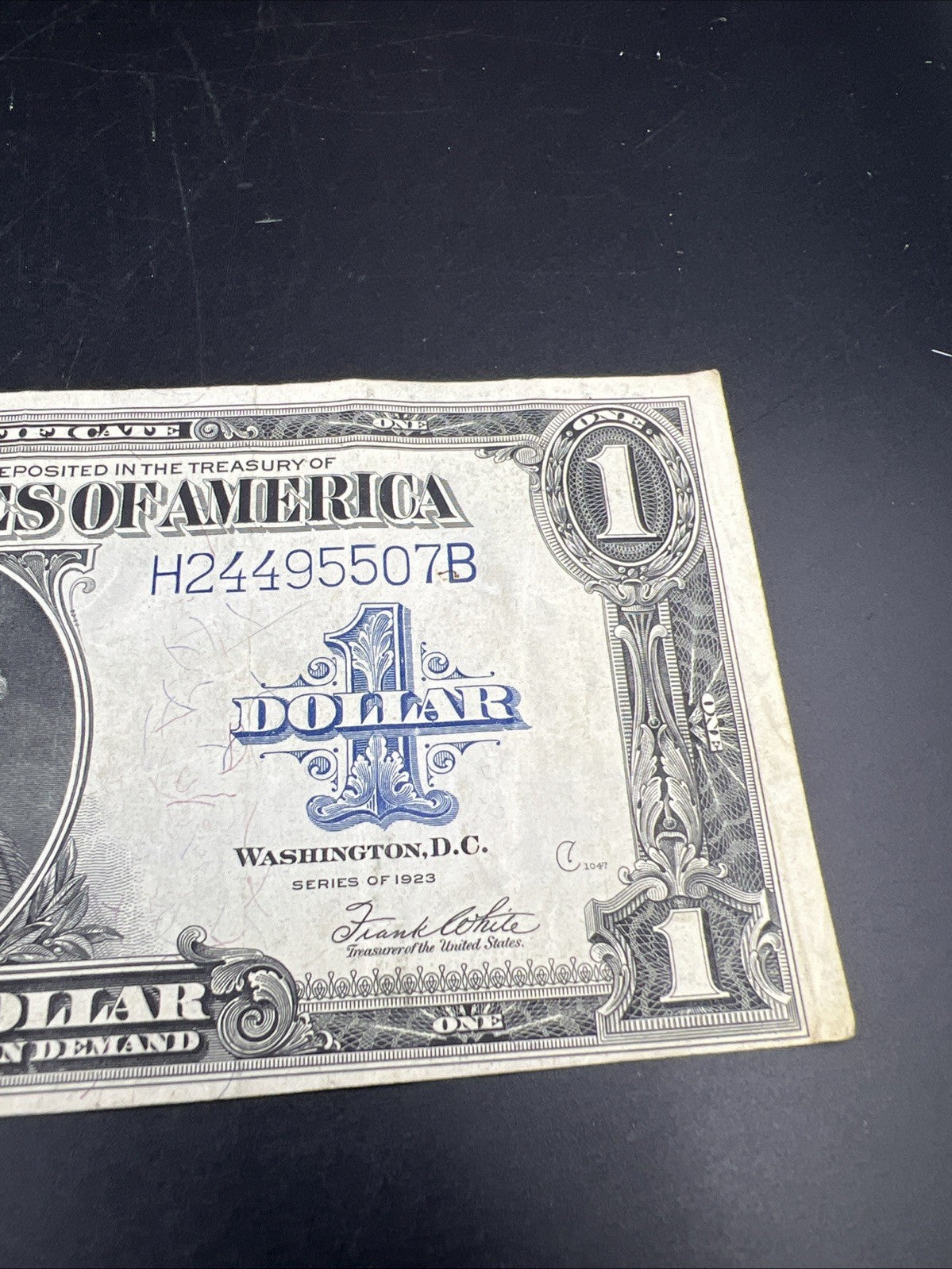 1923 $1 One Dollar Silver Certificate Horse Blanket Blue Seal VF Very Fine #507