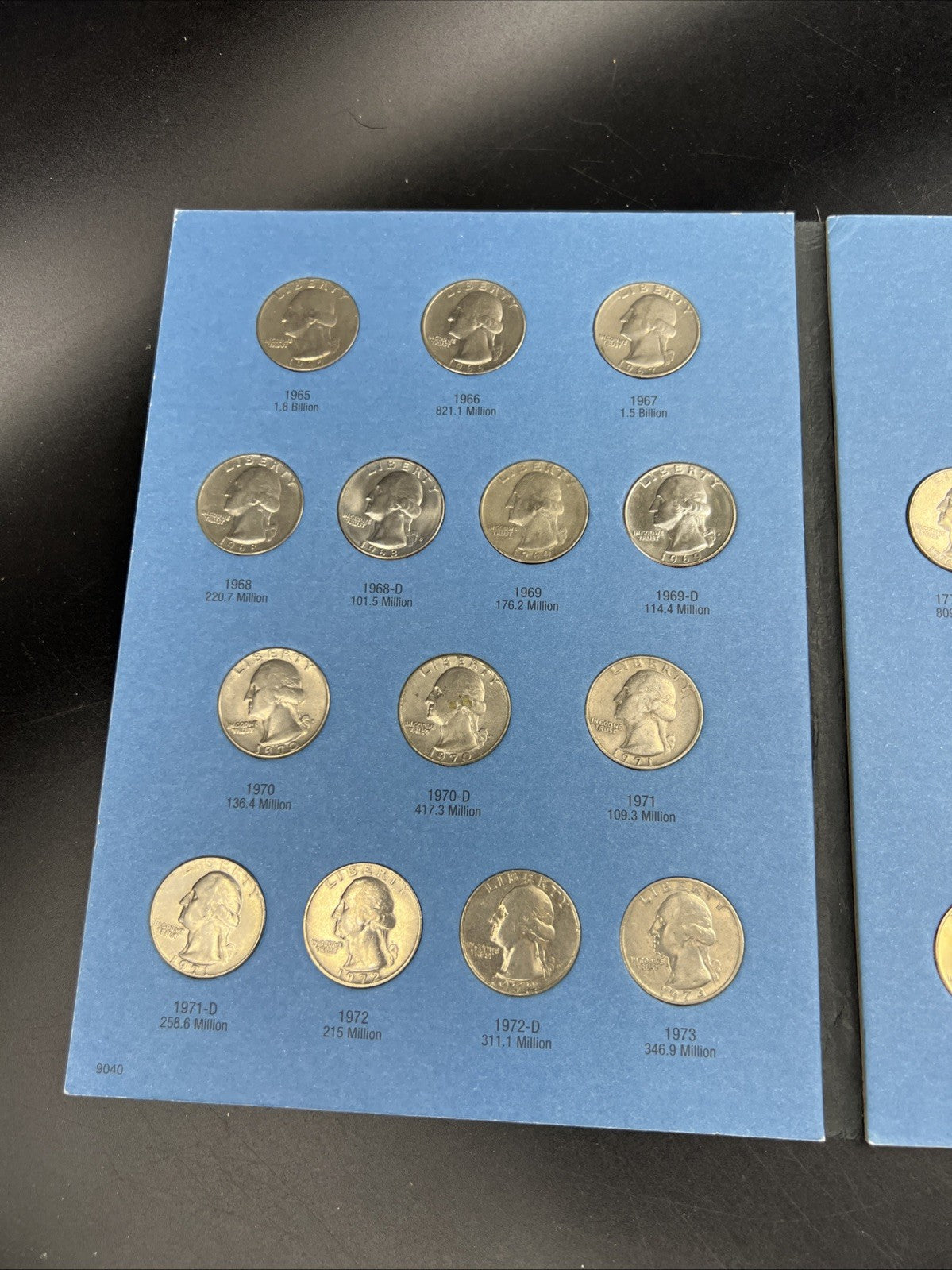 41 Coin 1966 - 1987 Washington Copper Nickel Quarter Set in Folder