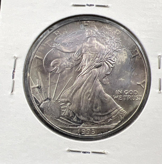 1993 1 OZ American Silver Eagle ASE Coin CH BU Nice Toning Toner Reverse SKU#3R