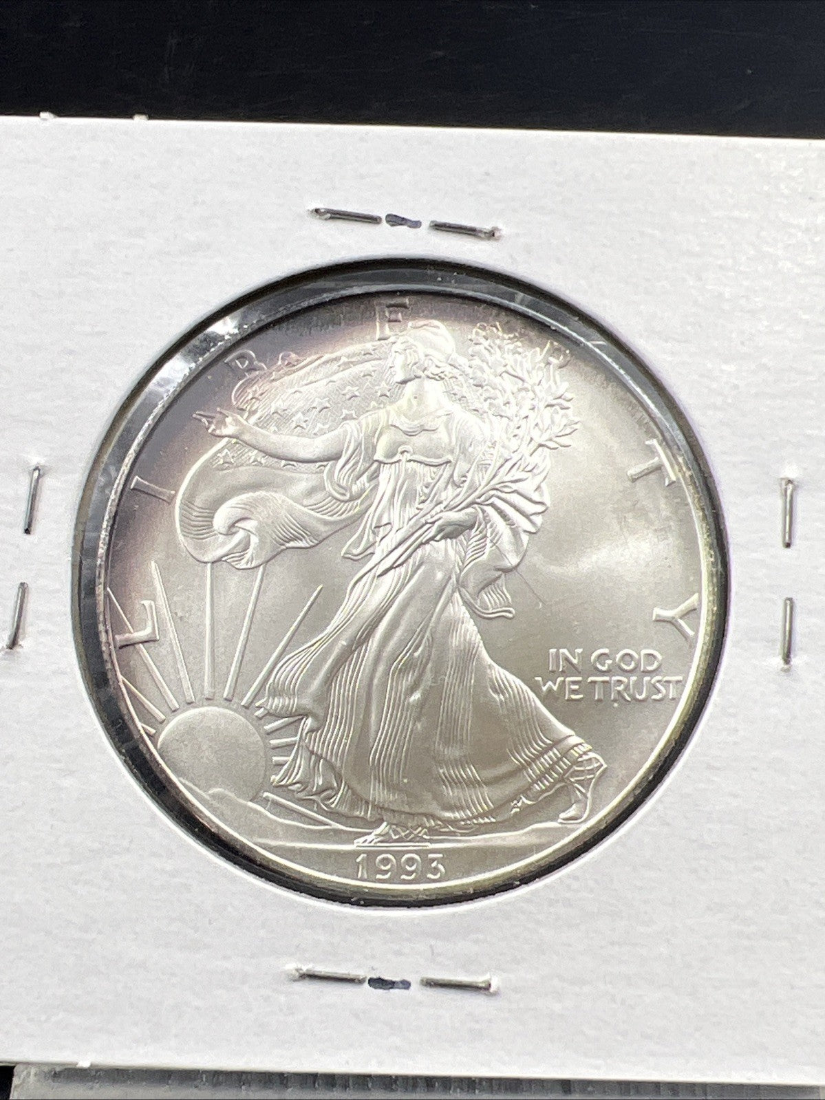 1993 1 OZ American Silver Eagle ASE Coin Gem BU Nice Toning Toner Reverse SKU#1J