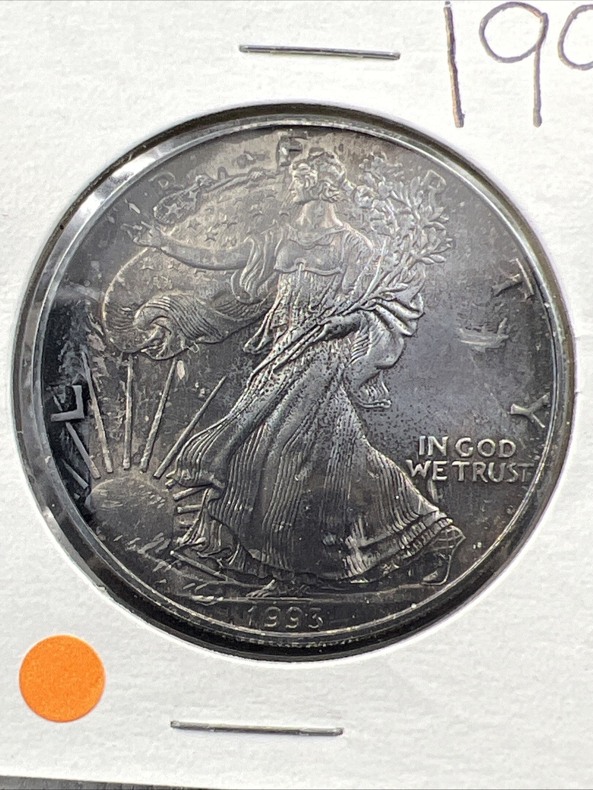 1993 1 OZ American Silver Eagle ASE Coin CH BU Nice Toning Toner Reverse SKU#2G