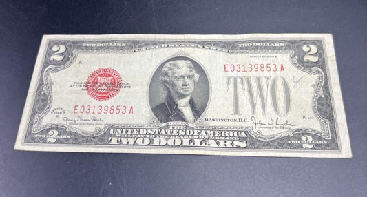 1928 G $2 United States Currency Legal Tender Note Very Good / Fine #853
