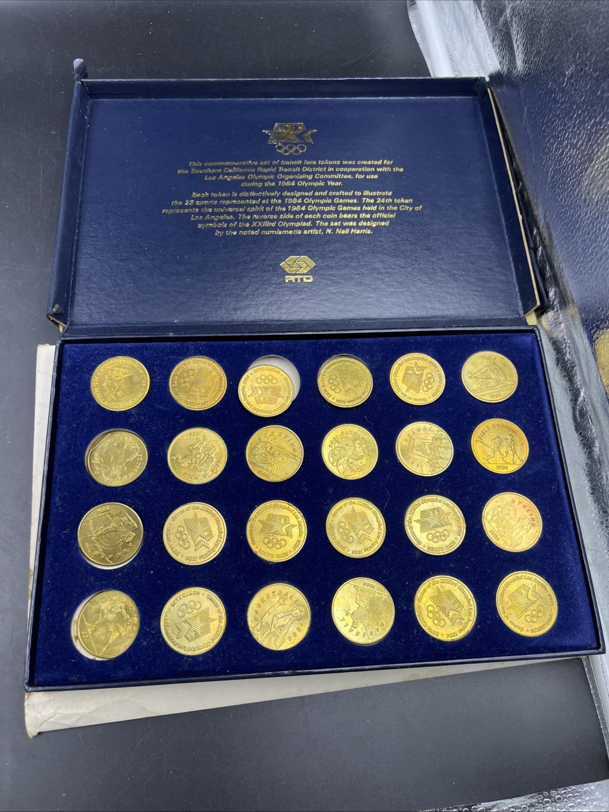1984 Los Angeles Olympics Token 24 Medallion Set in USED Packadging