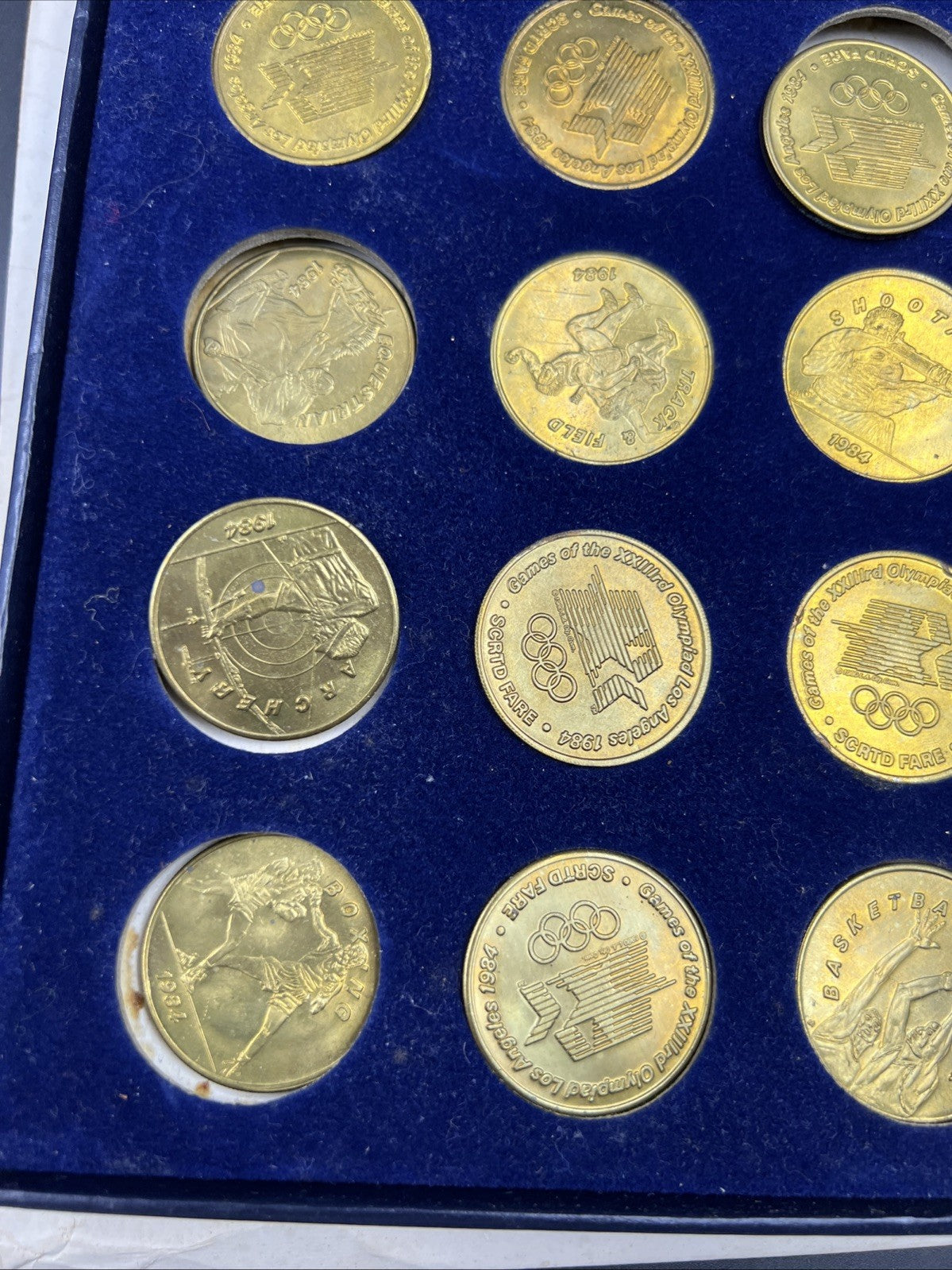 1984 Los Angeles Olympics Token 24 Medallion Set in USED Packadging