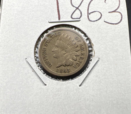 1863 1c Indian One Cent Coin Choice VF Very Fine SKU#A