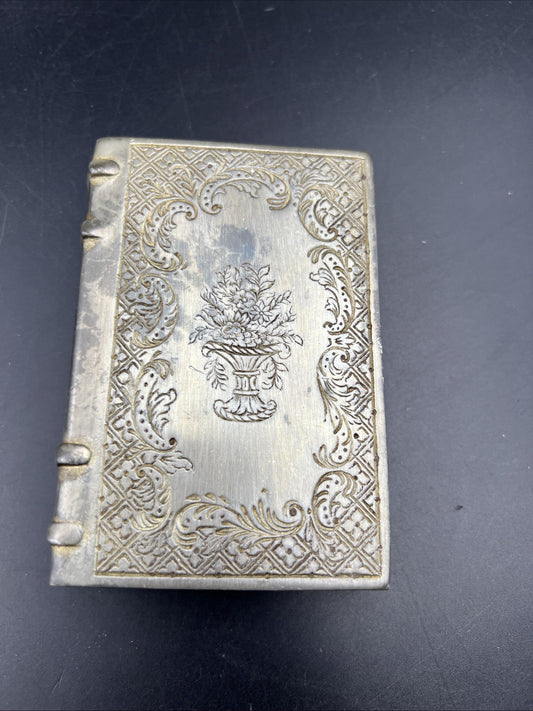 VTG Finstain Pewter Matchbox Match Holder Large Tobacoo Stamped Collectible