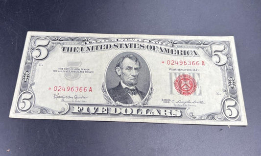 * Star 1963 $5 USN United States Note Choice VF Very Fine Bill #766