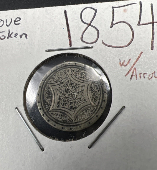 Star Design Engraved Love Token on 1854 10c Liberty Silver Dime Seated Circ