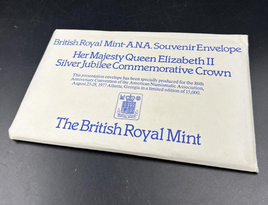 SEALED British Royal Mint ANA Souvenir 1977 Great Britain 25P Queen Elizabeth II