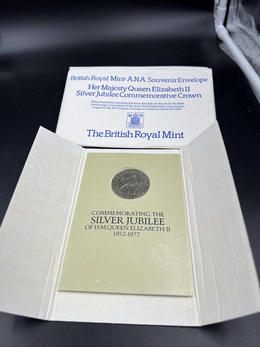 British Royal Mint ANA Souvenir 1977 Great Britain 25 Pence Queen Elizabeth II