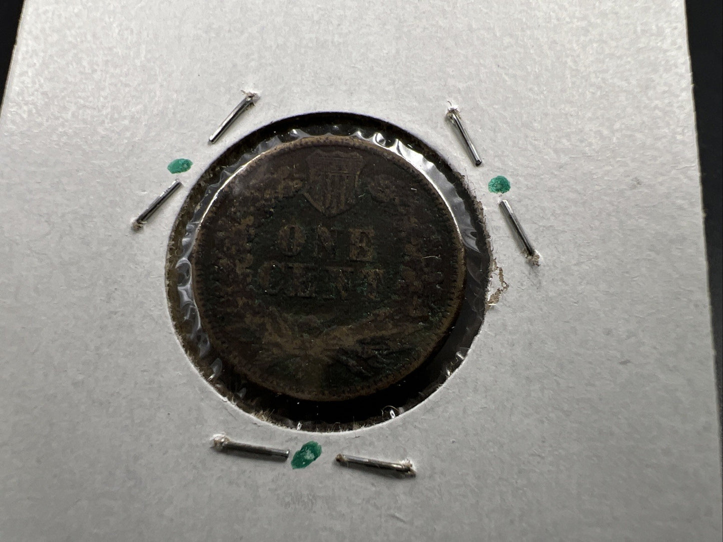 1860 1c Indian Head Cent Penny Very Circulated Damaged SKU#A