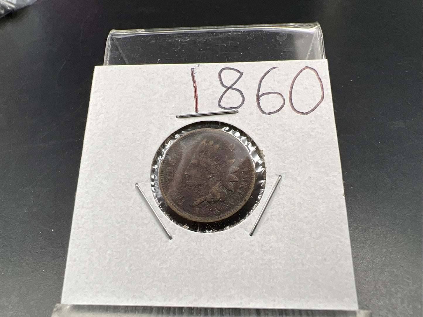 1860 1c Indian Head Cent Penny Very Circulated Damaged SKU#A