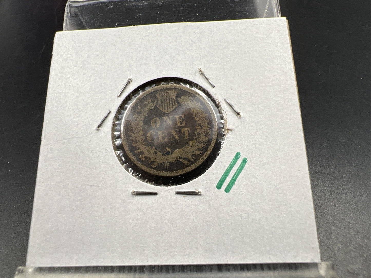 1862 1c Indian Head Cent Penny Very Circulated Damaged SKU#A