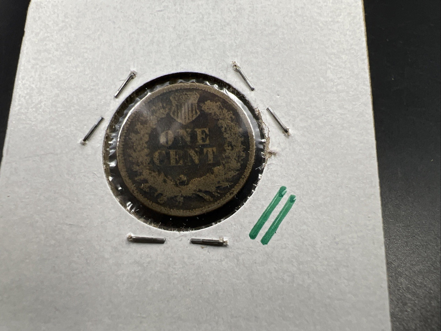 1862 1c Indian Head Cent Penny Very Circulated Damaged SKU#A