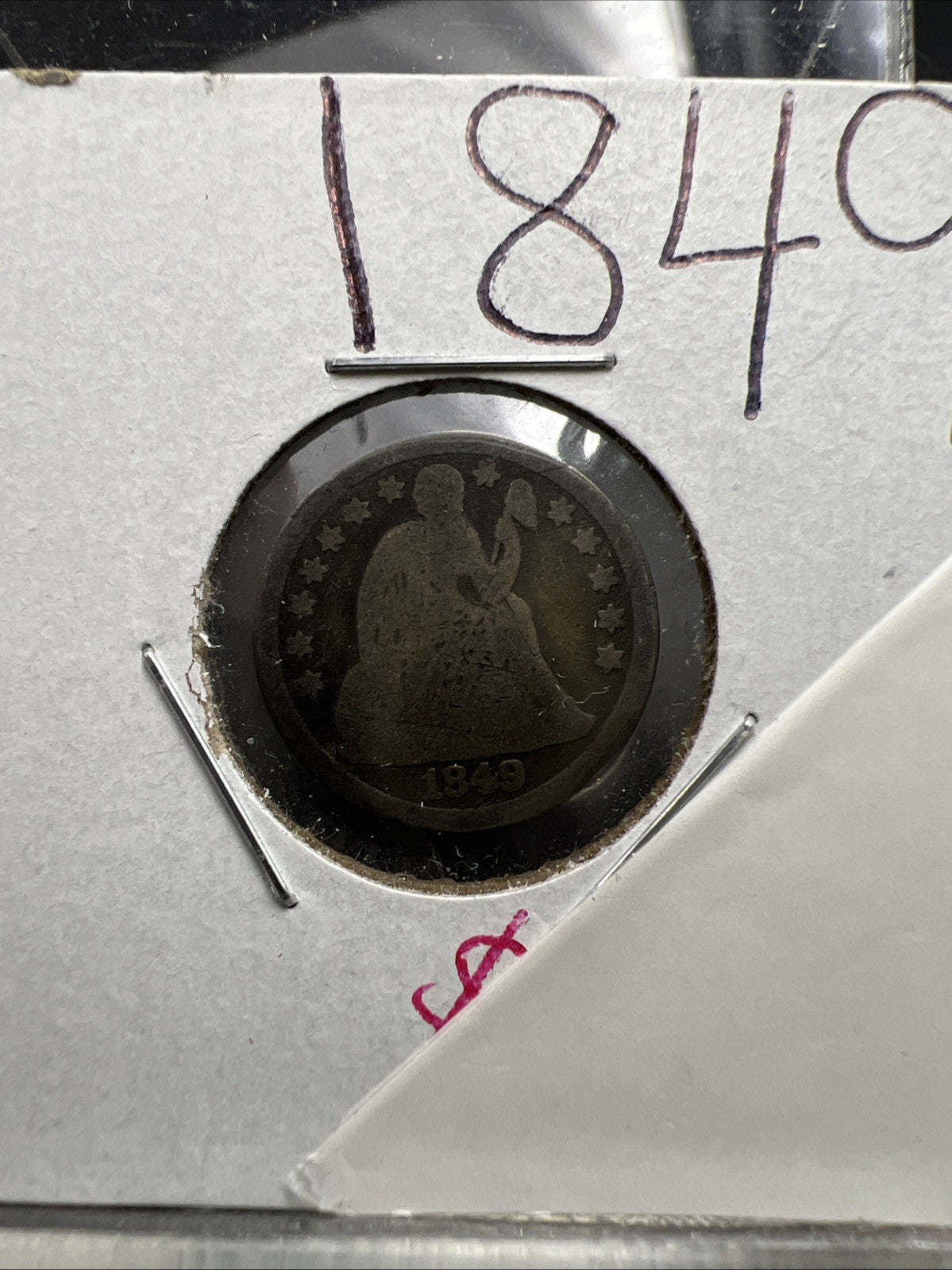 1849 10c Liberty Seated Dime Coin AG About Good Circulated Full Date