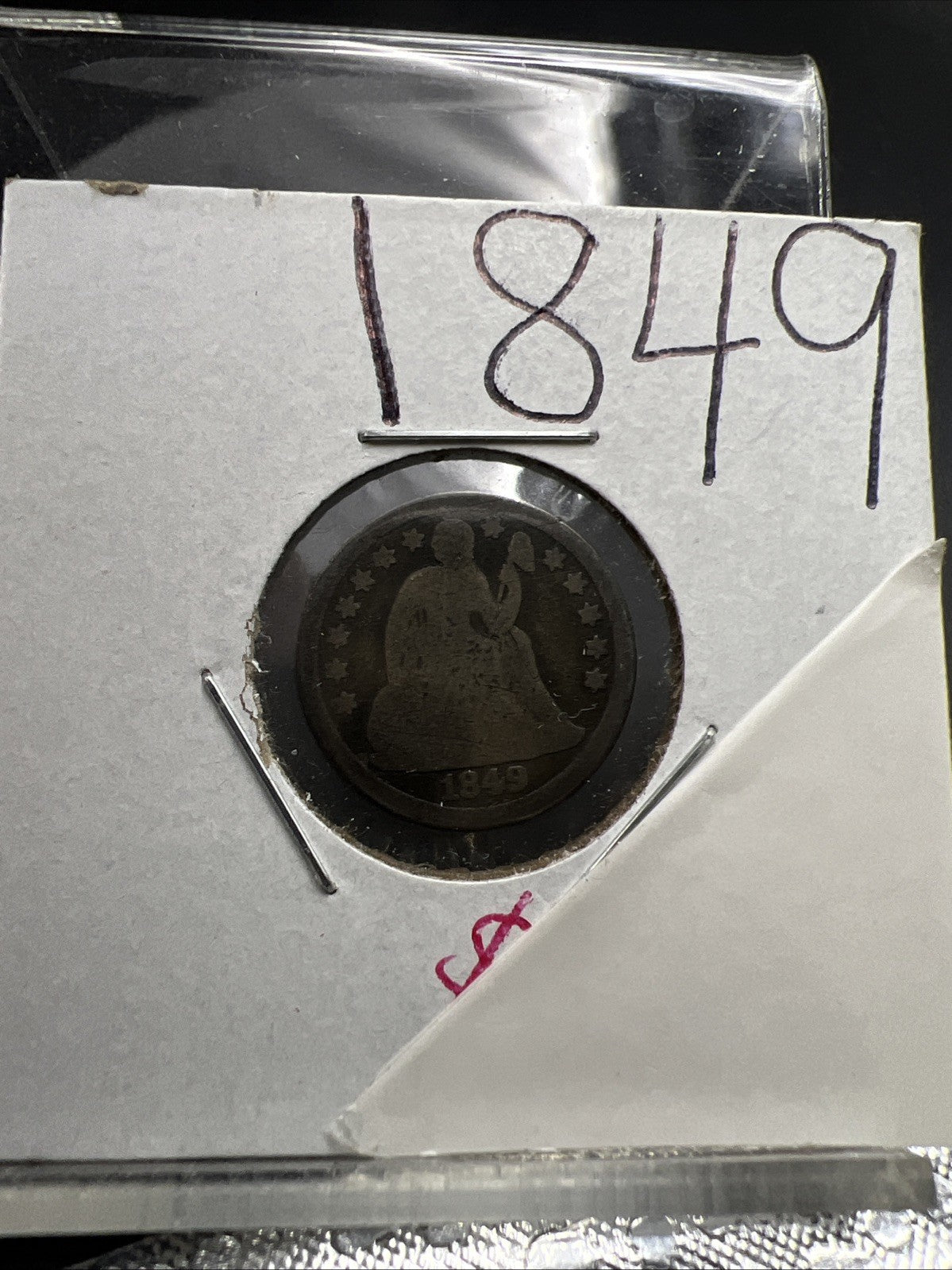 1849 10c Liberty Seated Dime Coin AG About Good Circulated Full Date