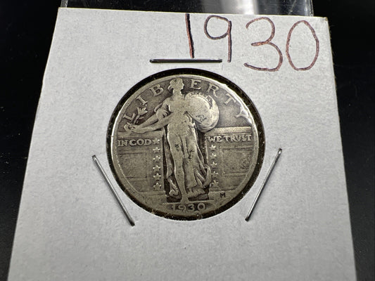 1930 P Standing Liberty Silver Quarter Coin Good Circ SKU#A