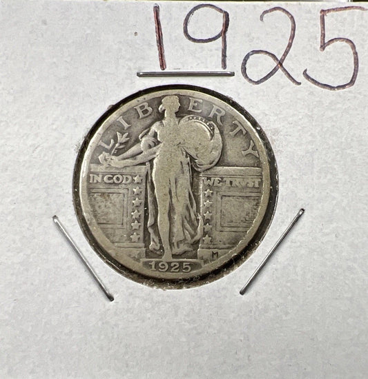 1925 P Standing Liberty Silver Quarter Coin Good Circ SKU#A