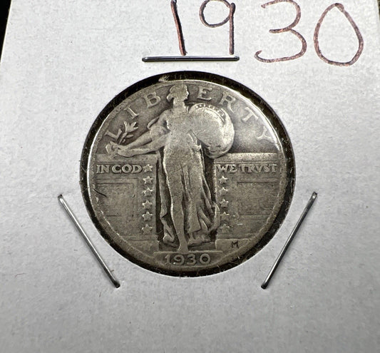 1930 P Standing Liberty Silver Quarter Coin Good Circ SKU#B
