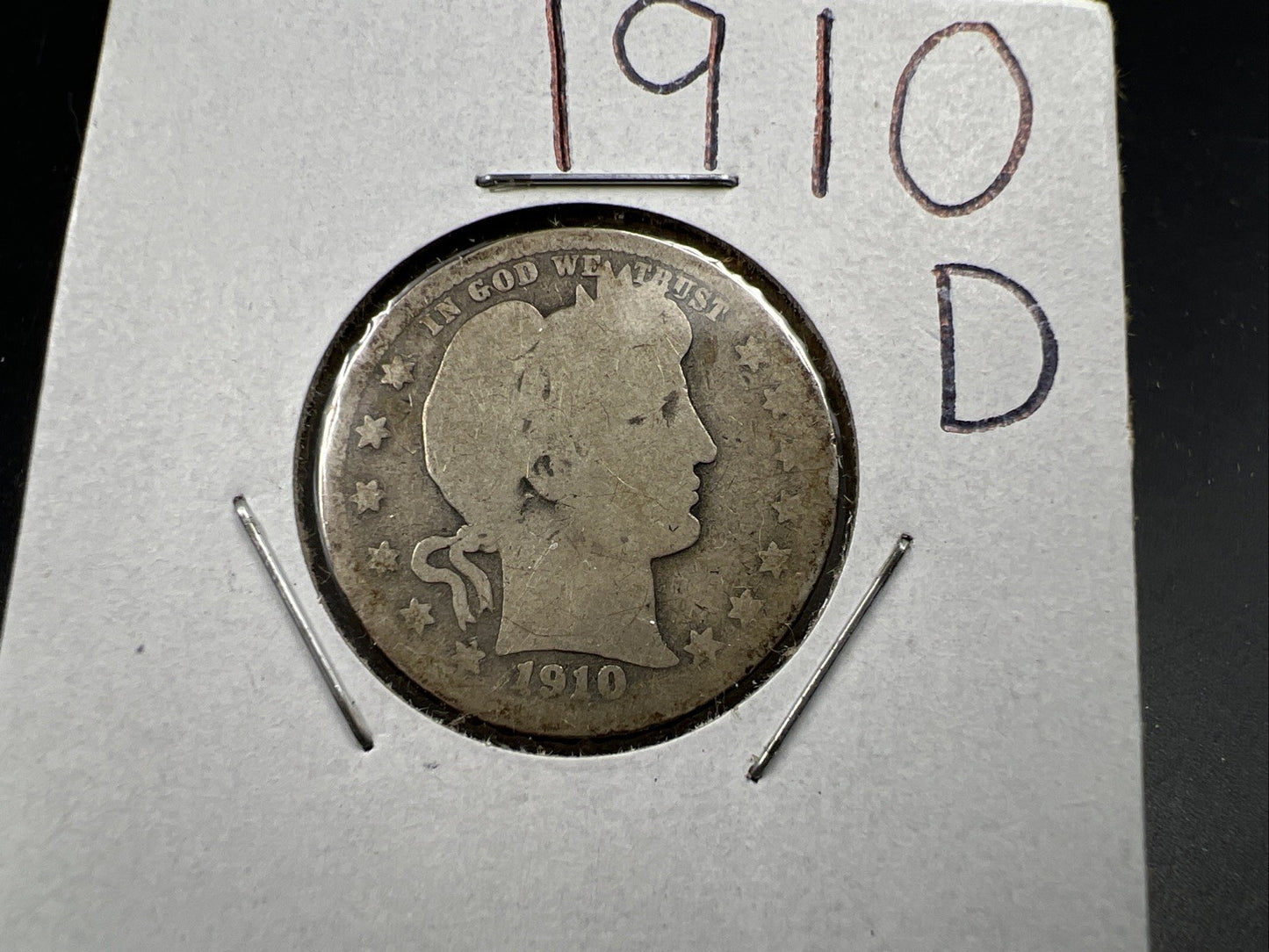1910 D 25c Barber Silver Quarter Coin AG About Good Circulated SKU#A