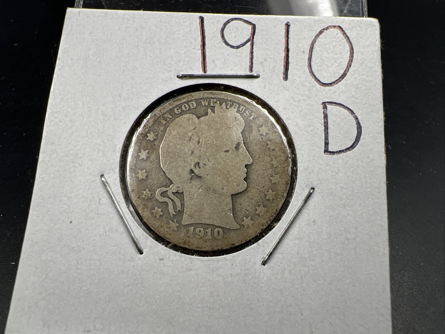 1910 D 25c Barber Silver Quarter Coin AG About Good Circulated SKU#A