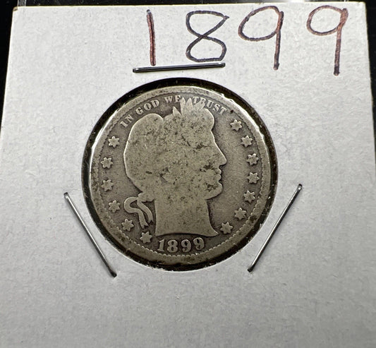 1899 P 25c Barber Silver Quarter Coin CH AG About Good Circulated SKU#B