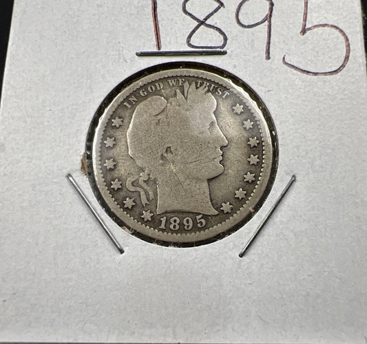 1895 P 25c Barber Silver Quarter Coin VG Very Good Circulated SKU#A