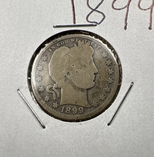 1899 P 25c Barber Silver Quarter Coin CH AG About Good Circulated SKU#A