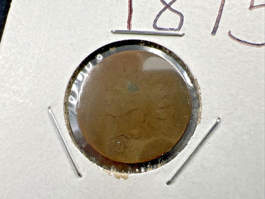1875 1c Indian Head Cent Coin Very Circulated Poor Condition SKU#A