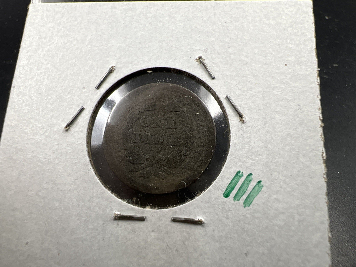 1854 w/ Arrows Seated Liberty Silver Dime Coin Very Circulated Toned SKU#A