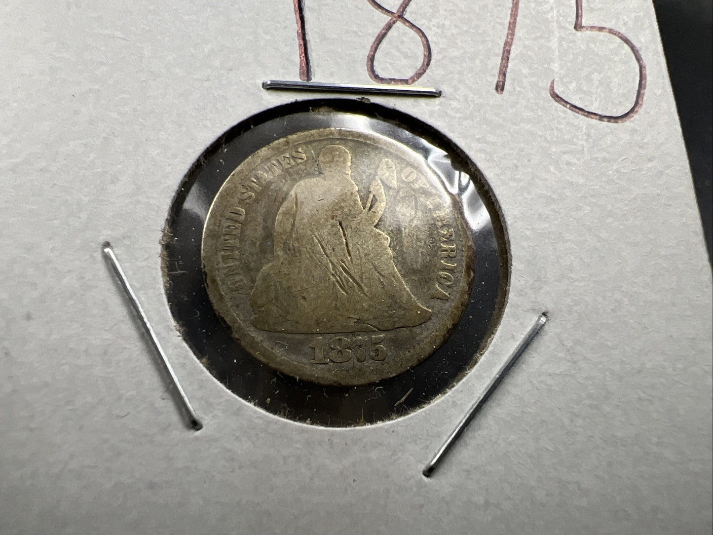 1875 P Seated Liberty Silver Dime Coin AG Very Circulated SKU#A
