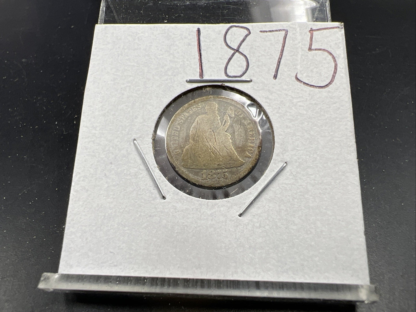 1875 P Seated Liberty Silver Dime Coin AG Very Circulated SKU#A