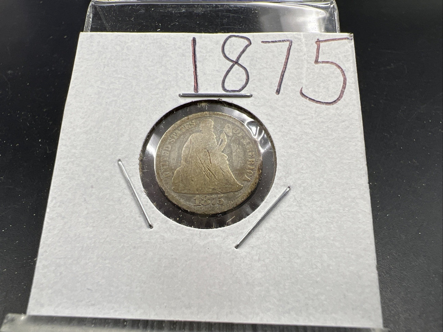 1875 P Seated Liberty Silver Dime Coin AG Very Circulated SKU#A