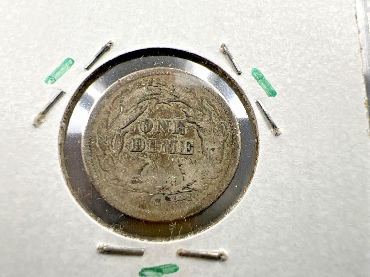 1875 S Below Bow Seated Liberty Silver Dime Coin VG Details Damaged Ugly SKU#A