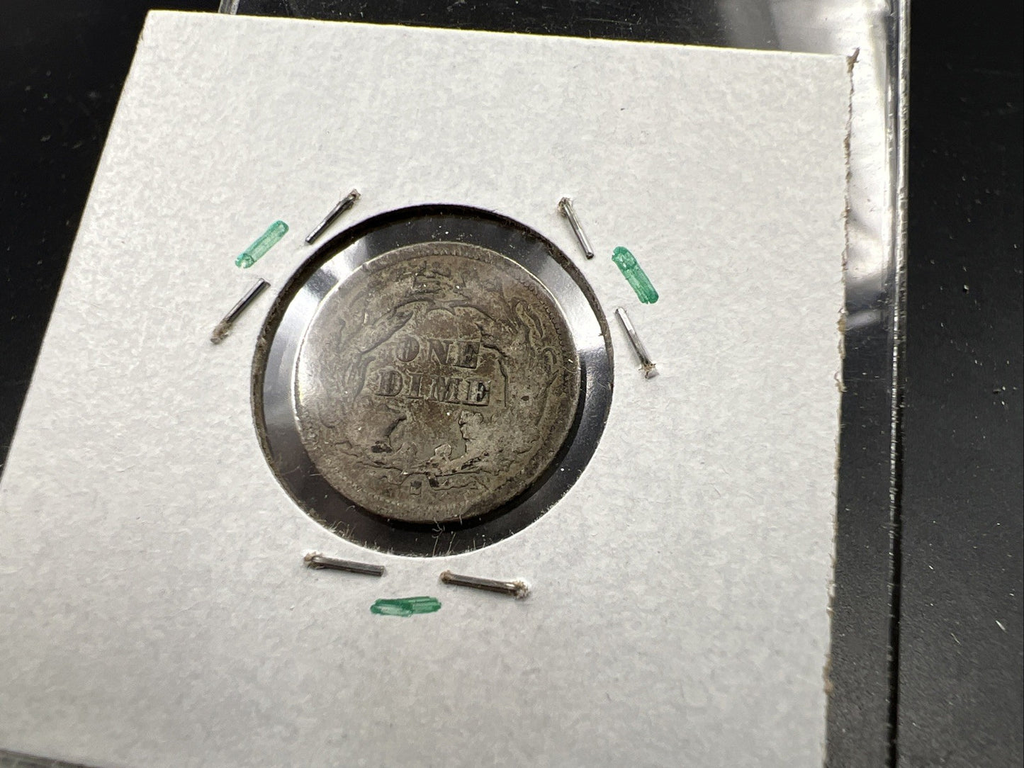 1875 S Below Bow Seated Liberty Silver Dime Coin VG Details Damaged Ugly SKU#A