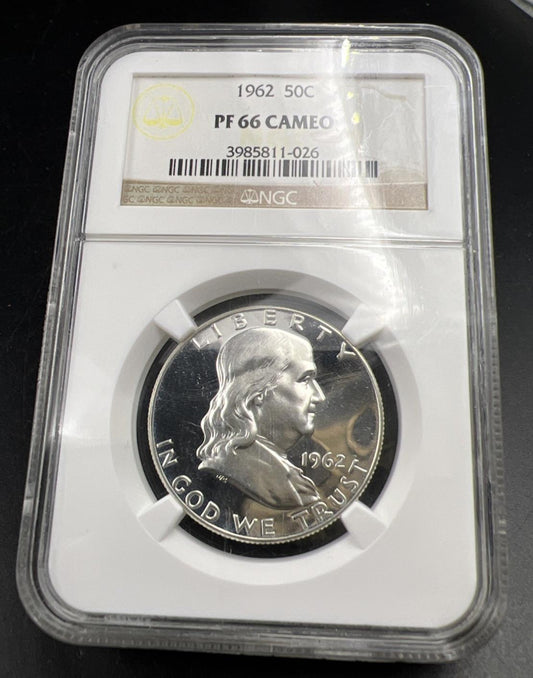 1962 Franklin Silver Half Dollar Coin PF66 Cameo Gem Proof Certified NGC #026