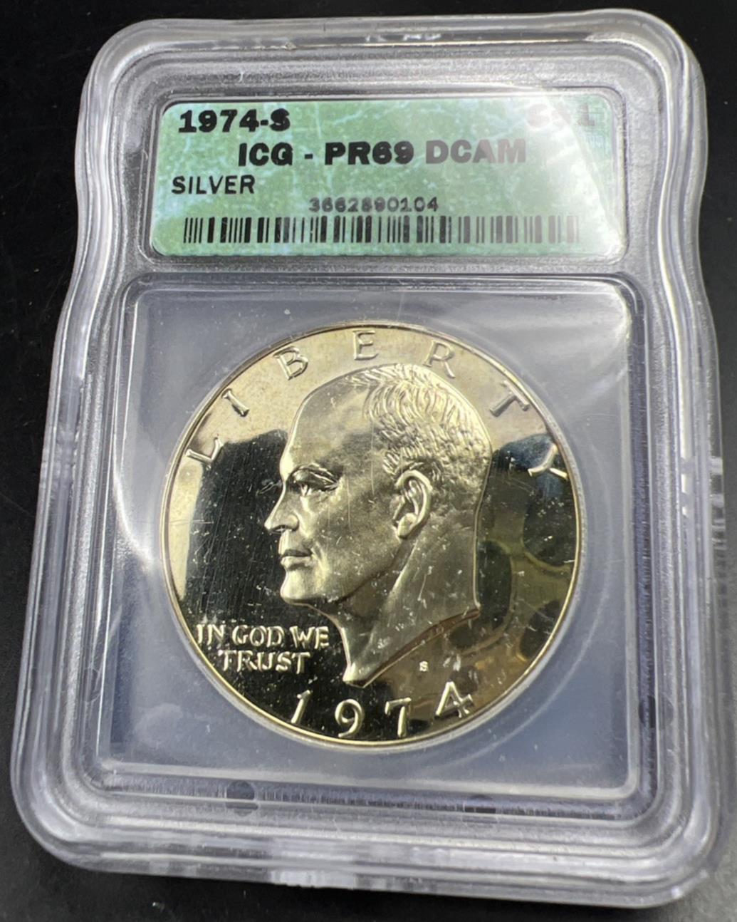 1974 S $1 Ike Eisenhower 40% Proof Silver Dollar Coin PR69 DCAM ICG Certified #4